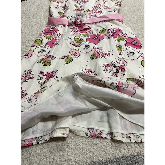 Ann Taylor Loft Floral Dress Womens Sz 10 Removable Straps White Pink *tiny flaw - Picture 6 of 10
